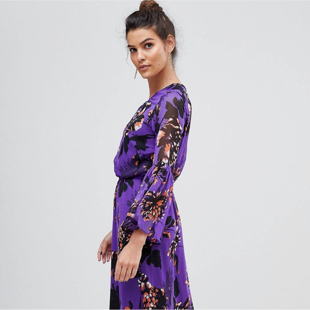 ASOS - Bloom Floral Maxi Dress Purple and Black, worn once {M}